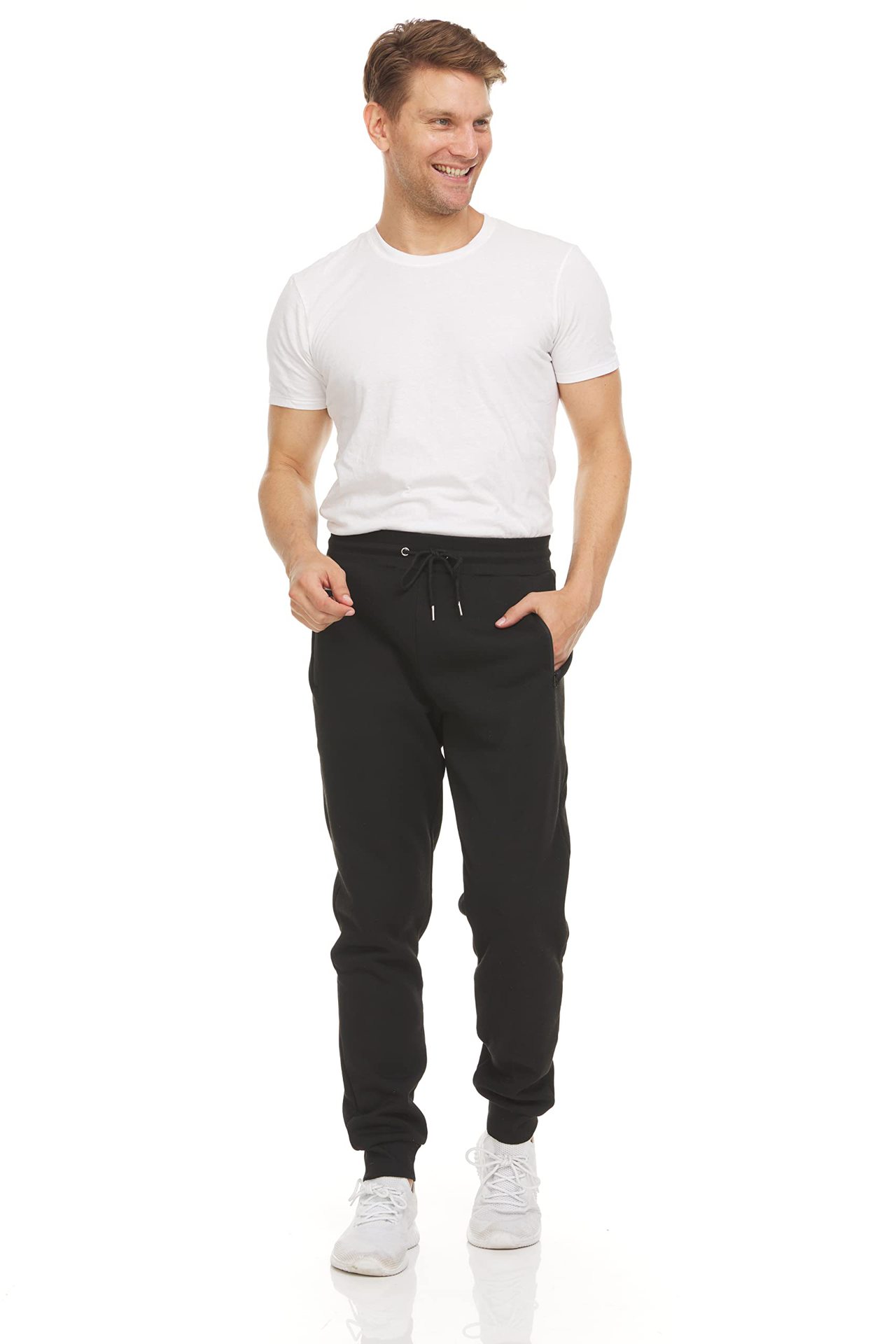Pantalones deportivos para hombres de Amazon Pantalones de terciopelo casuales delgados con cremallera, pantalones de color sólido, pantalones para correr