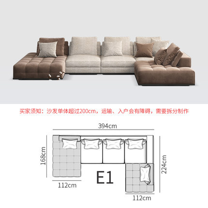 Italiano Lawrence tela sofá Internet celebridad minimalista diseñador salón grande y pequeño apartamento moderno sofá esquina combinación