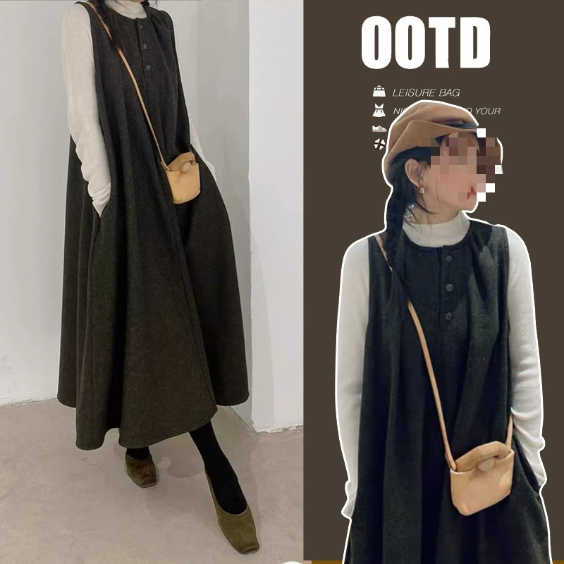 Много в наличии ~ Одежда для беременных 2024 Осенний и Зимний платье в жилете