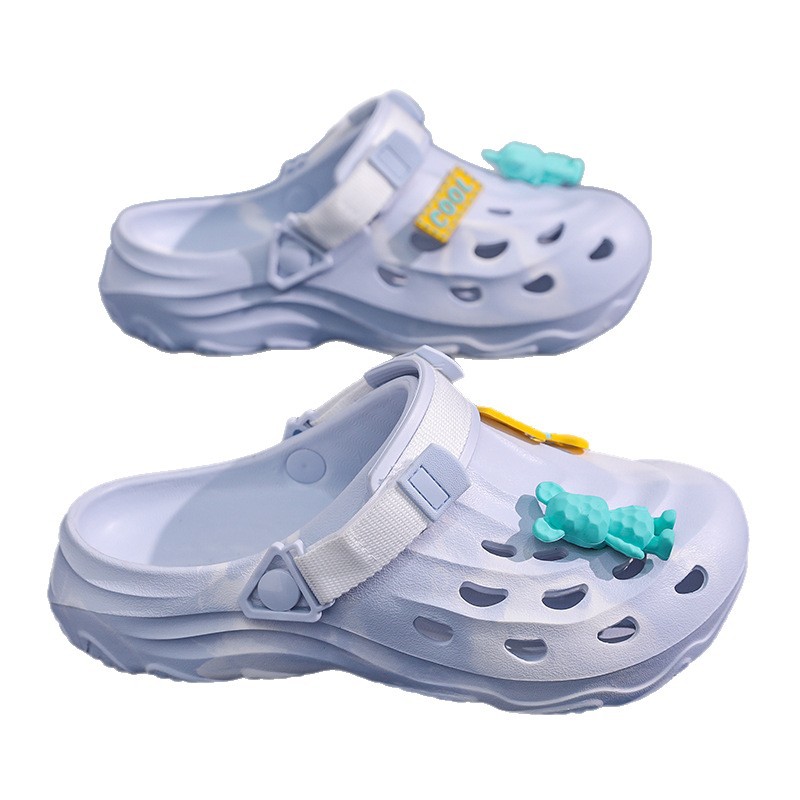 Zapatos con agujeros, antideslizantes y desodorantes para hombres, arrastre de puntera de verano, aumento de transpirable y resistente al desgaste, zapatillas de playa de color de contraste EVA