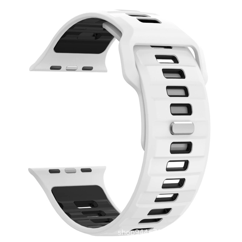 Браслет для часов Apple, совместимый ремешок, силиконовый двухцветный