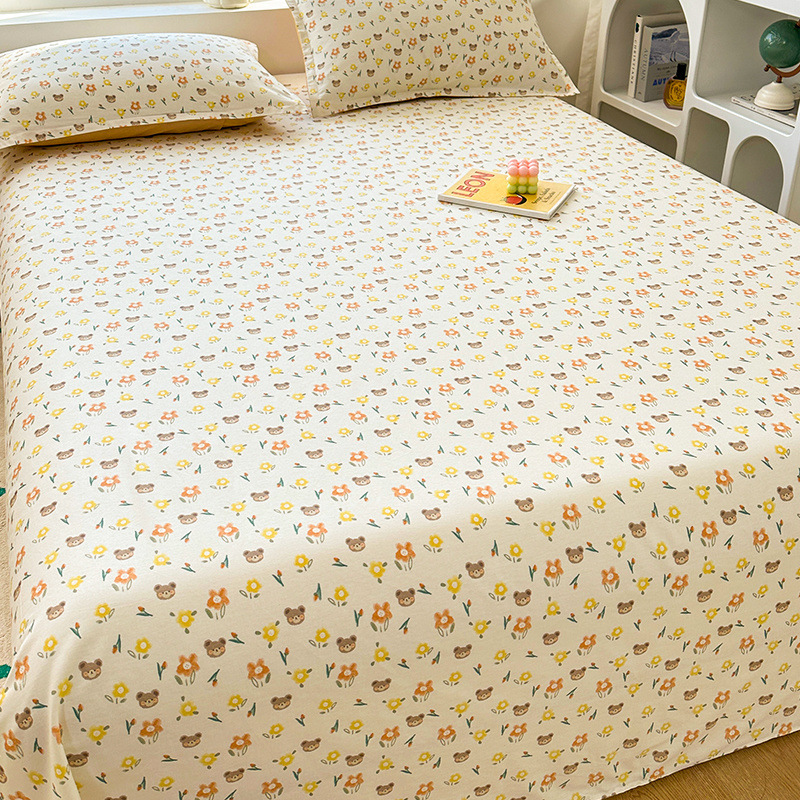 Sábana de algodón grueso de dibujos animados pieza individual 100 algodón dormitorio de estudiantes cama individual de verano pieza de tres piezas doble 1.5