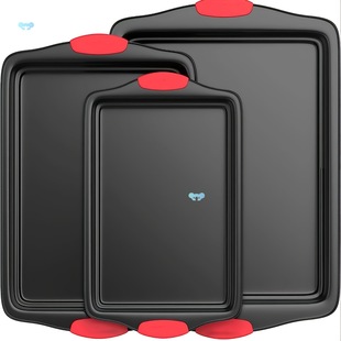 3Pcs Carbon Steel Non Stick Kitchen Oven Baking Pan Oven
