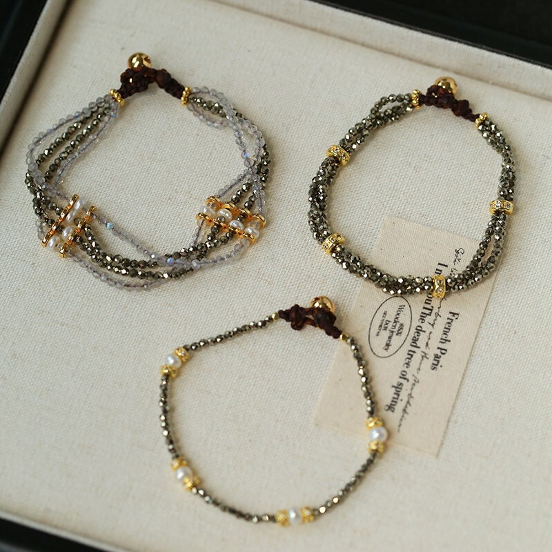 Bohemian Style Gold Ore Multi-Layer Stacked Bracelets for Women European and American Niche Simple Handmade Beaded Bracelets Wholesale