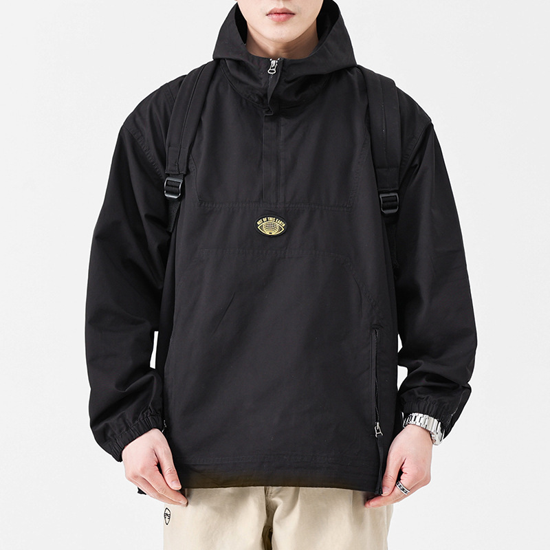 Capuchonjas, herenhoodie, machinejas, winddichte outdoor pulloverjas met halve rits_voghion.com