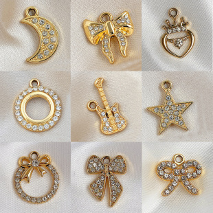 Wholesale DIY jewelry accessories material bow moon five-pointed star alloy pendant pendant earrings necklace accessories