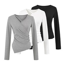 988-新款长袖T恤女装秋冬打底衫内搭不规则纯欲风气质时尚潮上衣