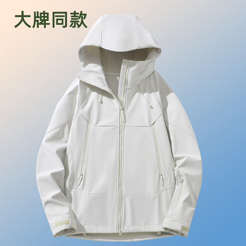 New autumn and winter soft shell jacket for men and women, thickened and fleece-lined, windproof, waterproof, breathable, hooded sports jacket New autumn and winter soft shell jacket for men and women, thickened and fleece-lined, windproof, waterproof, breathable, hooded sports jacket