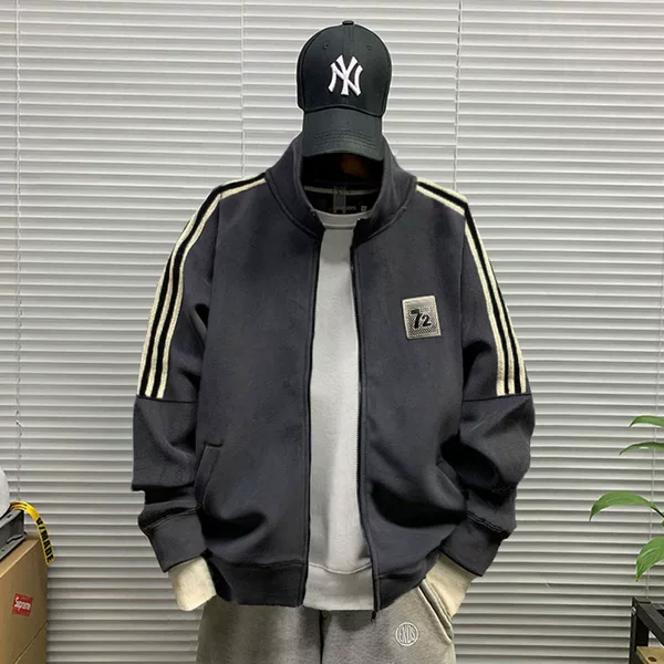 Fashion American-Style Loose Casual Trendy Men's Cardigan Top Thin Jacket Men's Popular Lapel Zipper Sweatshirt Long Sleeve Men