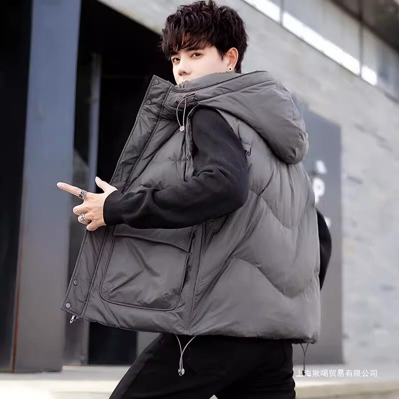 Winter Hooded down Vest for Men, Short Slim-Fit Lightweight White Duck down Jacket, Thickened Gilet Vest Winter Hooded down Vest for Men, Short Slim-Fit Lightweight White Duck down Jacket, Thickened Gilet Vest