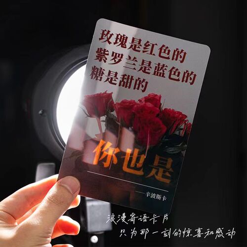 Qinghe Ji Translucent Hidden Character Postcard, Card, Literary, Romantic Chinese Valentine's Day Gift, Creative Confession Artifact