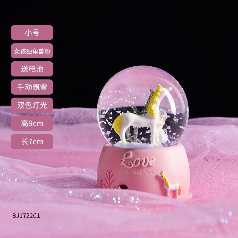Navidad princesa bola de cristal copo de nieve caja de música caja de sonido de ocho niñas pequeños regalos de cumpleaños pequeños adornos