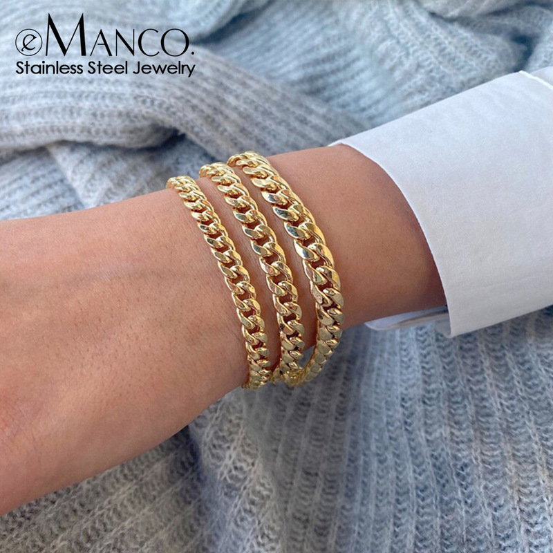 Emanco Stainless Steel Stacked Bracelet Fashionable Cuban Chain Bracelet 4mm 6mm 8mm Bracelet Bracelet Wholesale Emanco Stainless Steel Stacked Bracelet Fashionable Cuban Chain Bracelet 4mm 6mm 8mm Bracelet Bracelet Wholesale