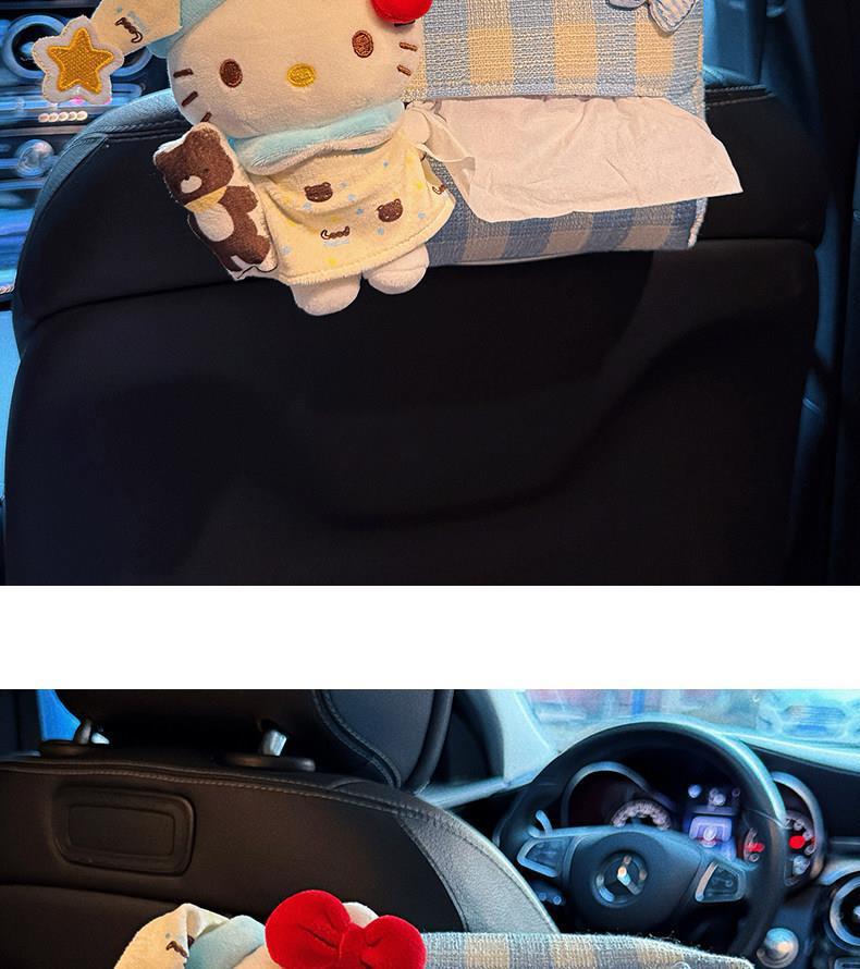 Car Tissue Box, Cute Pajama-Style Hello Kitty Paper Tissue Holder, Hanging on the Back of Car Seat