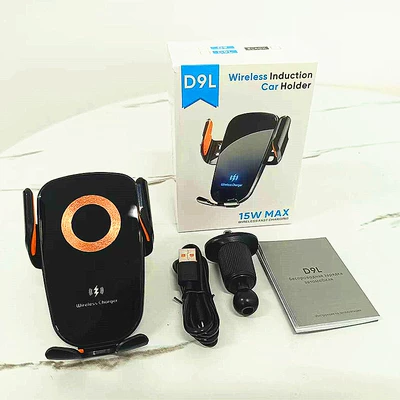 2026 Model Car Mount 15W Wireless Charging Car Air Vent Clip-On Anti-Shake Navigation Phone Holder Wholesale (Car phone holder) - black-d9l-transparent-glass-surface-15w-wireless-charging