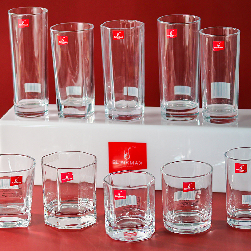 Lizun taza de agua de vidrio transparente taza de leche copa de vino blanco copa de cerveza taza de comedor redonda taza cuadrada engrosada taza recta