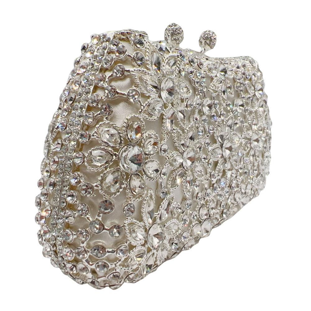 Bolsa de piedra transfronteriza bolsa de diamante metal hueco bolsa de cena bolsa de dama bolsa de mano bolsa de novia bolsa de diamante blanco