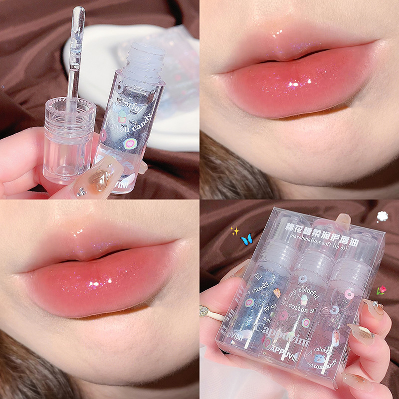 Kapovini マシュマロ リップ オイル 保湿と乾燥防止ミラー水光透明ガラスリップ オイル|undefined