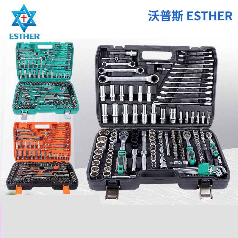 厂家批发151件套汽机修工具压配两用扳手棘轮珍珠镍镜面筒组合