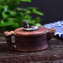 紫袍玉雕刻玉壶  紫袍玉茶具摆件