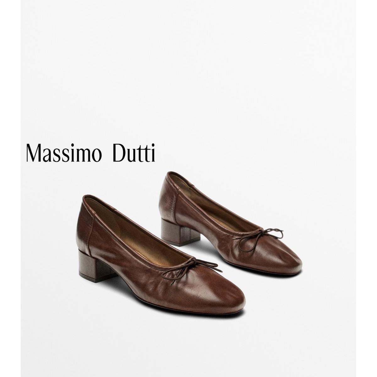 Massimo Dutti qadın balet ayaqqabısı, qəhvəyi, yüksək dabanlı