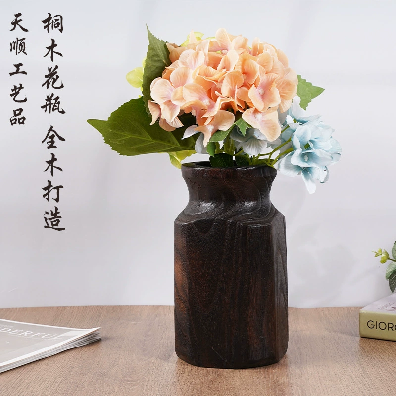 Деревянная ваза для трансграничной торговли, ваза в японском стиле, декоративная ваза, ретро-деревянная ваза, современная деревянная ваза для дома