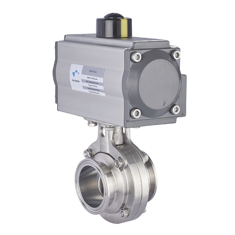 气动卫生级快装蝶阀 不锈钢快卡蝶阀 卫生级气动碟阀气动快装蝶阀