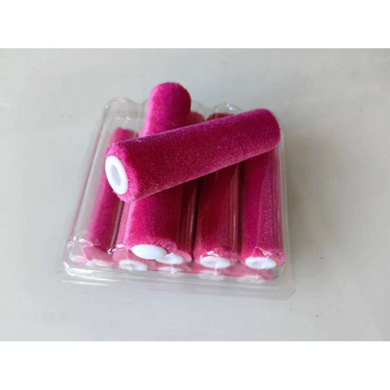 Cepillo de rodillo de lana roja de 4 pulgadas más mango de 26cm Mini rodillo de rodillo de lana corta 100 mm10 cm cm