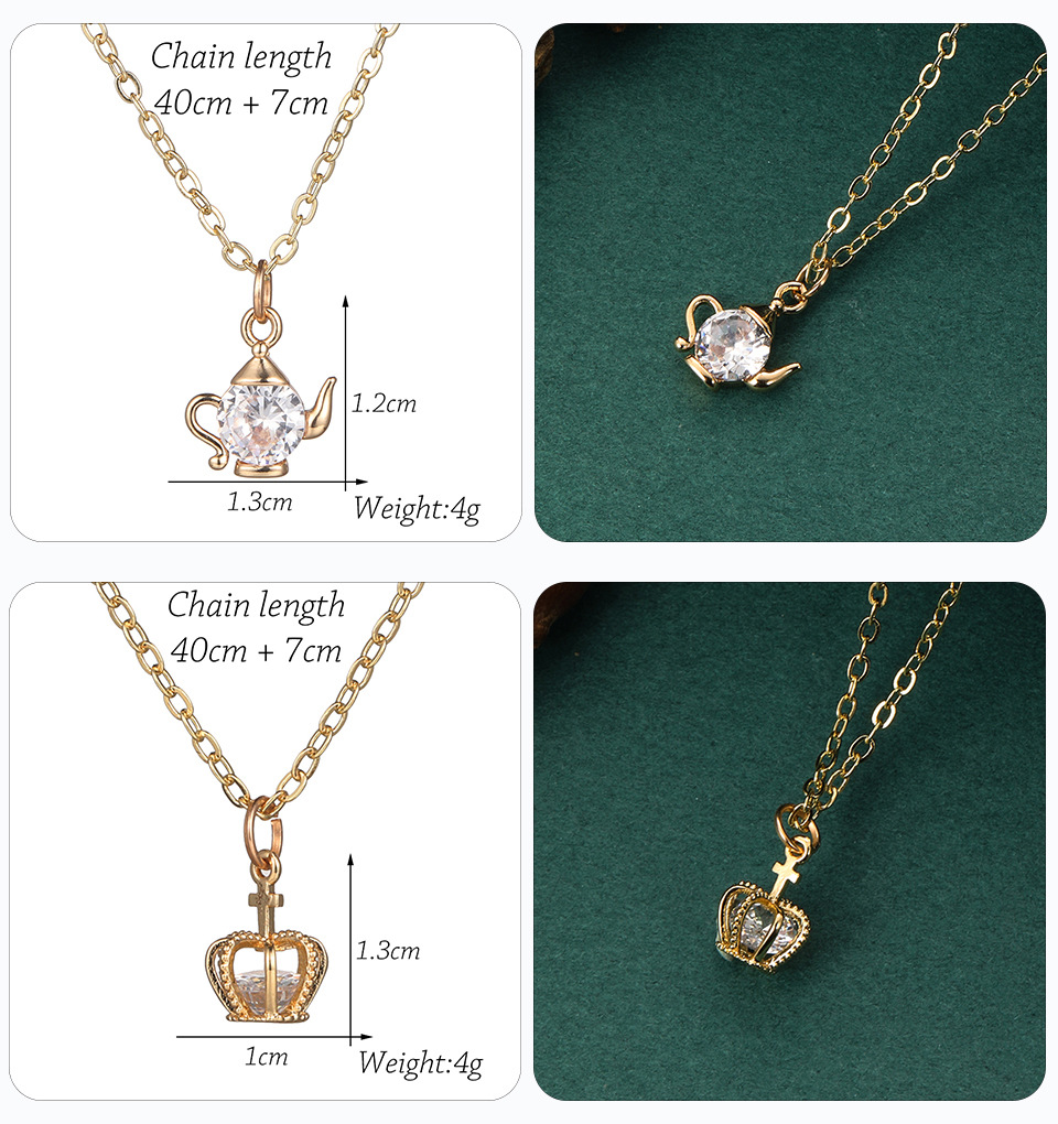 Korean Geometric Heart-shaped Zircon Necklace display picture 6