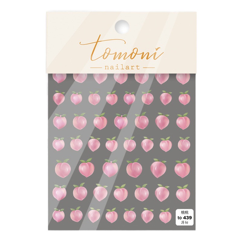 Popular en línea popular pegatinas de uñas japonesas melocotón cereza ultra-Delgado resistente alivio tridimensional decoración de frutas DIY