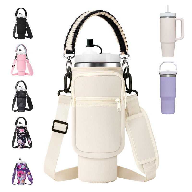 Cross-Border New Model Ice Cup Diving Material Tote Bag Sports Outdoor Adjustable Cup Holder Crossbody Protective Cover Crossbody Bag