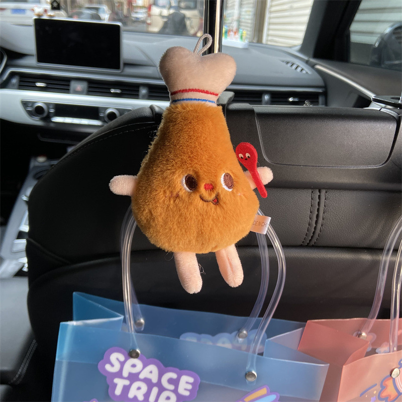 Gancho de automóvil peluche lindo pan hamburguesas perros calientes silla de respaldo asiento de automóvil multifuncional almacenamiento trasero estante de disposición