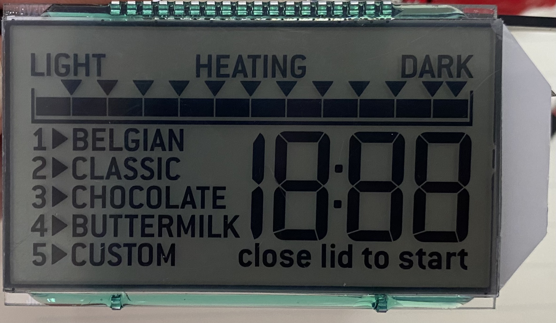 大统营定 制J48型不锈钢松饼机用段码LCD液晶显示屏