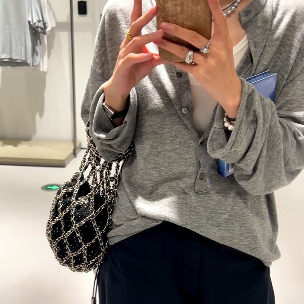 小香风皮穿链网兜抽绳水桶包21A手工坊满天星闪钻复古链条斜挎包 箱包皮具厂家批发实拍高清图