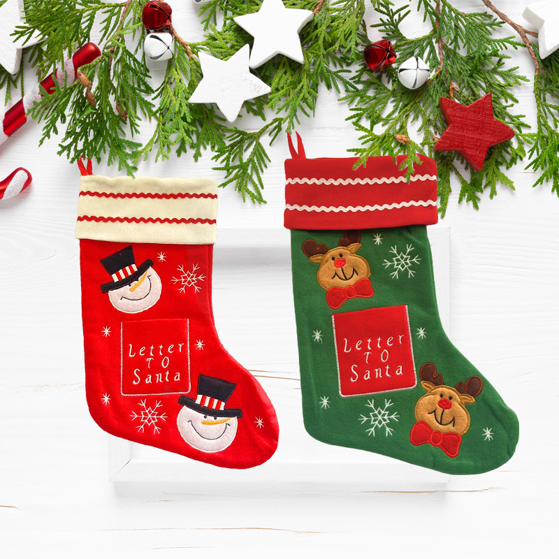 圣诞节圣诞袜装饰挂件壁炉场景布置用品卡通圣诞袜子礼物糖果袋