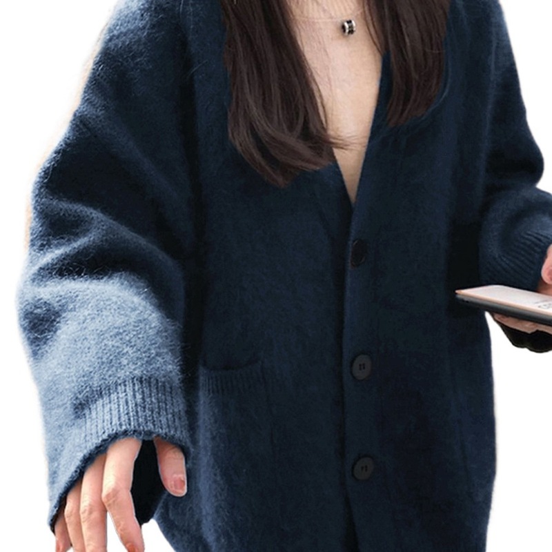 浣熊绒咖啡色毛衣外套春秋复古日系宽松慵懒风中长款针织开衫上衣|undefined