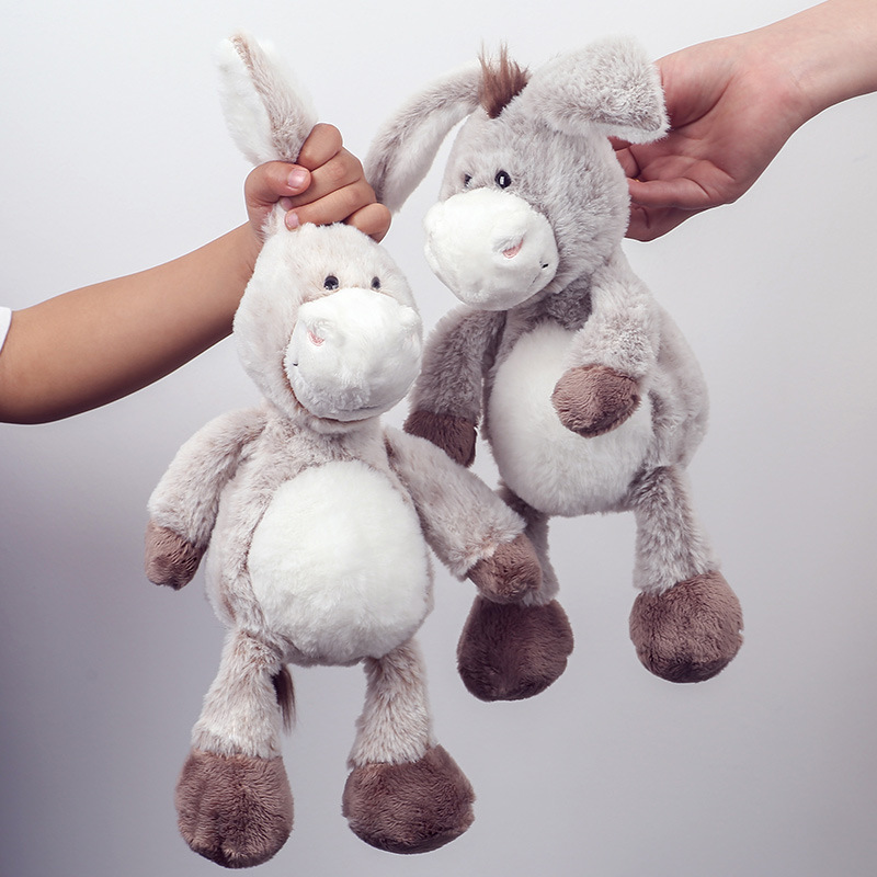 Peluche de burro de orejas largas y patas colgantes, regalo de cumpleaños para niñas, muñeca al por mayor transfronteriza.