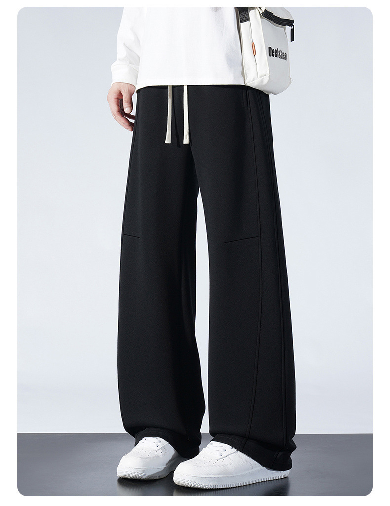 Pantaloni tuta uomo gamba larga taglio dritto cotone comodo_voghion.com