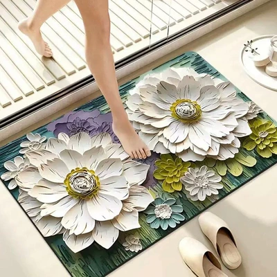 Avtomobil döşəmə paspasları: Mat, Door Mat, Bathroom Absorbent Foot - diatom-mud-oil-painting-rectangular-door-mat-12-4060cm