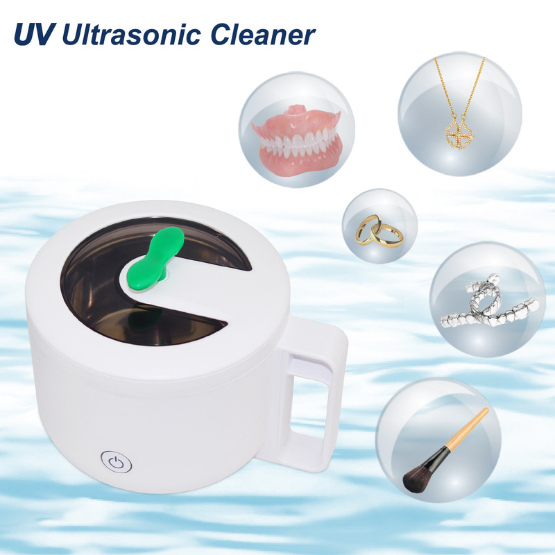 Small household ultrasonic cleaning machine makeup brush jewelry invisible braces denture cleaner UV ultraviolet disinfection