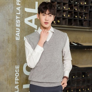 Pullover Knitted Vest Sleeveless V-Neck for Middle-aged and Elderly People See 50-Year-Old Men's Sweater Autumn and Winter Clothing