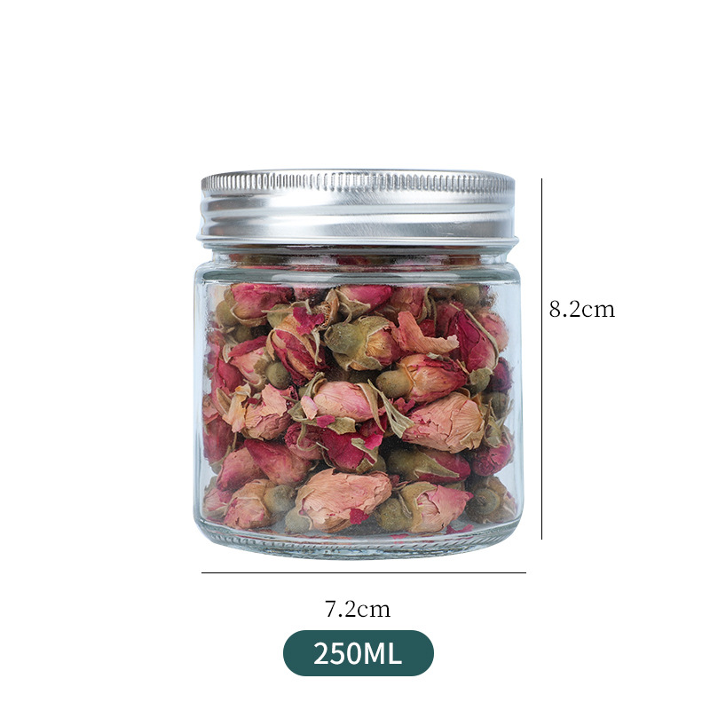 Botella de almacenamiento recta sellada puede botella engrosada transparente mermelada de vidrio botella de miel al por mayor encurtidos sub-botella