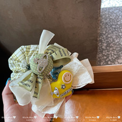 【YOO】自制小众笑脸星球蝴蝶结格子发圈韩国东大门甜妹少女头饰