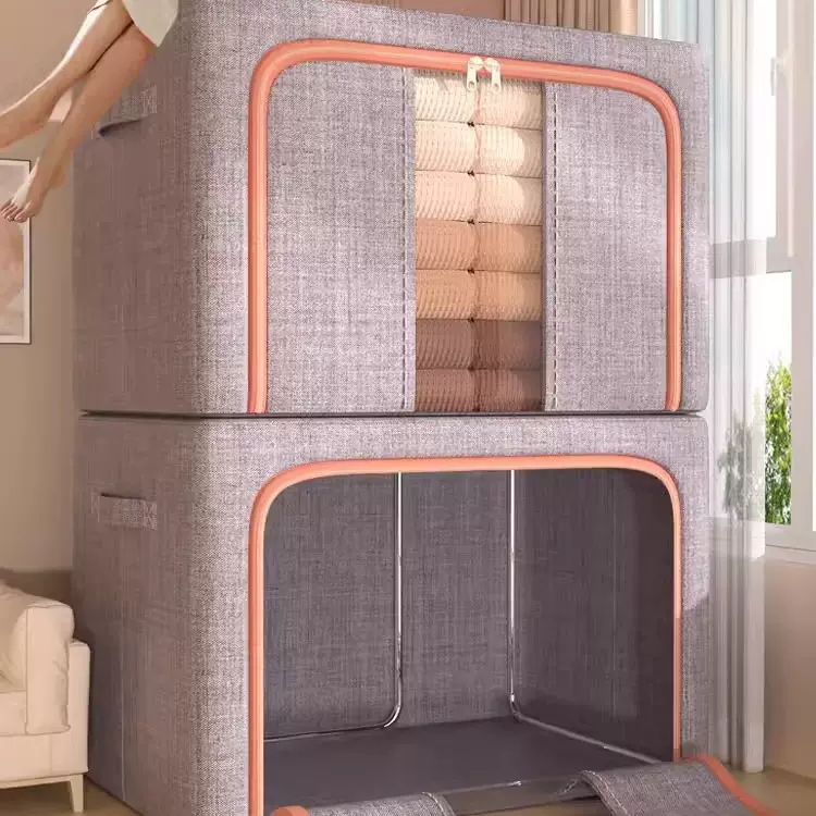 收纳箱衣服家用大容量粗麻放衣娄衣物棉被储物箱可叠高储物整理箱