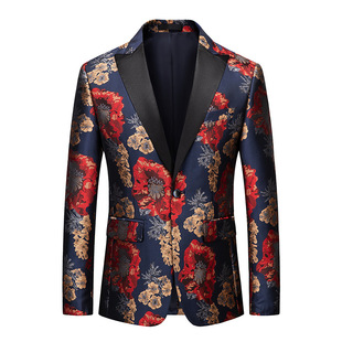 2022 New Men's Trendy Suit Single Western Jacket Cross-border Korean Slim-fit Business Casual MC Host Suit