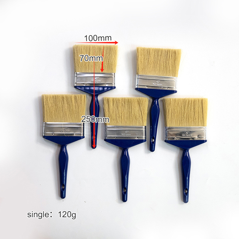 Brocha de pintura con mango de plástico, mango largo, cerdas suaves, imitación de cerda de jabalí, brocha de limpieza, cabezal de brocha para pintura industrial