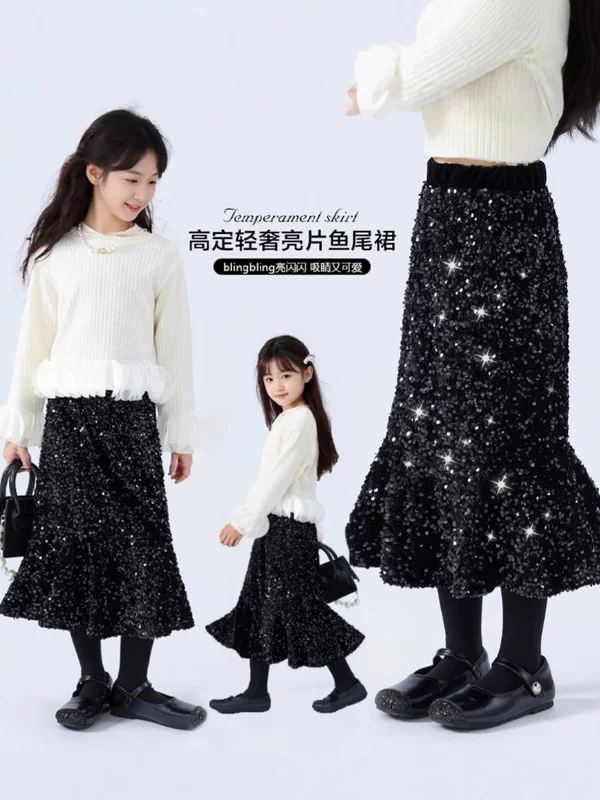 Demi-season velvet skirt, (Cross-border trading), for teenagers, fish tail