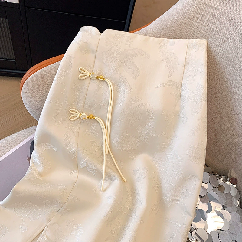 IT2 Новый китайский жаккардовый бюст юбка женский 2024 весенний стиль с высокой талией тонкая прямая юбка