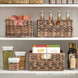 跨境草编收纳篮儿童玩具零食储物筐家居杂物化妆品整理筐编织篮