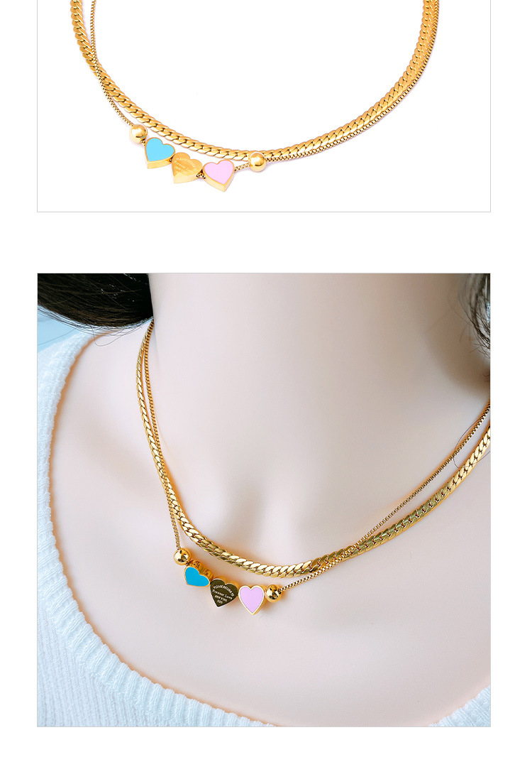 Letter, Heart Shape Pattern Women'S Gender PVD Coated Real Gold Plated Letter Heart Shape Stainless Steel Simple Style Waterproof Non Tarnish Bracelets Necklace